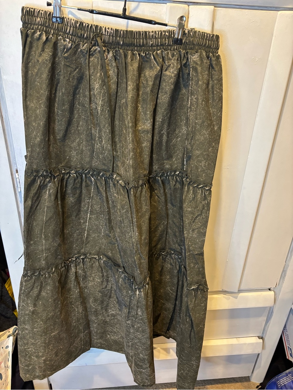 Zenana Outfitters Olive Tiered Maxi Skirt